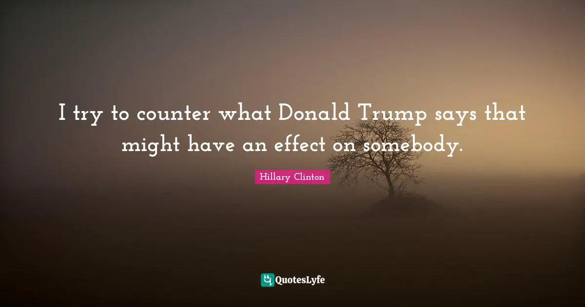 I try to counter what Donald Trump says that might have an effect on somebody.