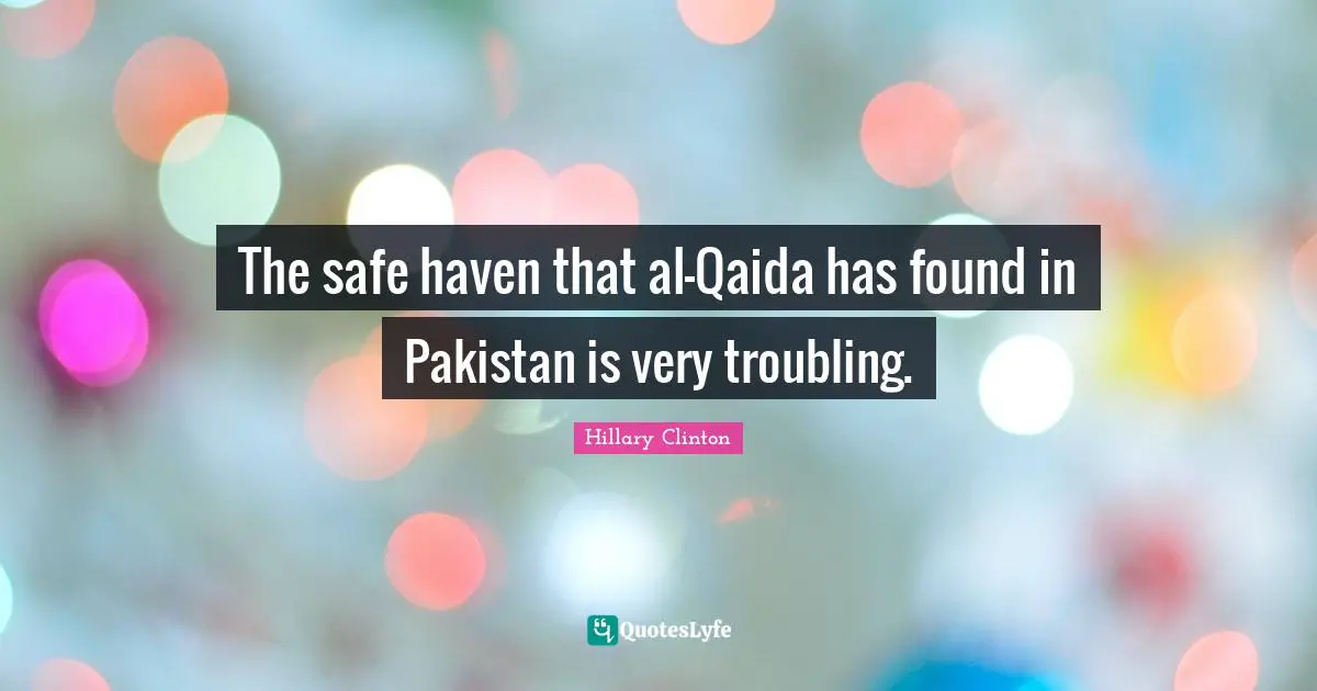 The safe haven that al-Qaida has found in Pakistan is very troubling.