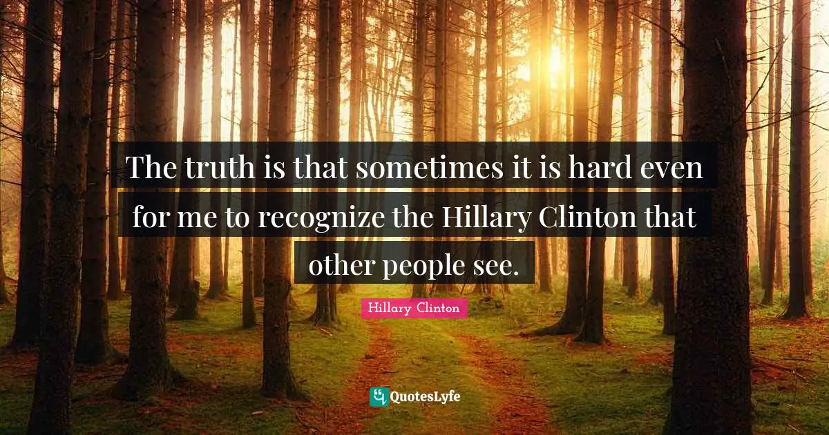 The truth is that sometimes it is hard even for me to recognize the Hillary Clinton that other people see.
