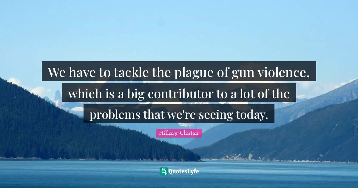 We have to tackle the plague of gun violence, which is a big contributor to a lot of the problems that we're seeing today.
