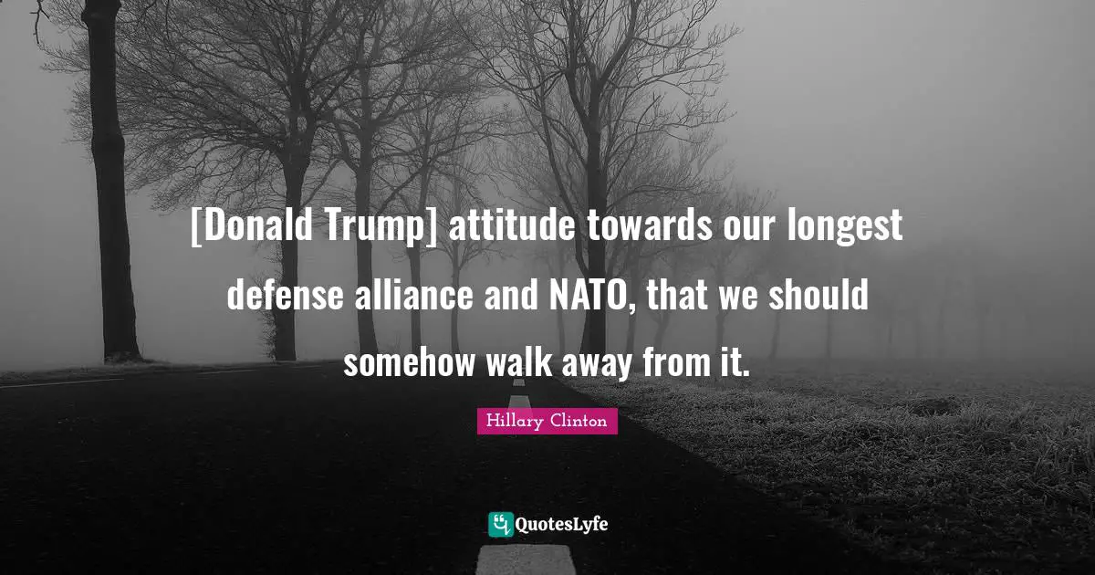 [Donald Trump] attitude towards our longest defense alliance and NATO, that we should somehow walk away from it.