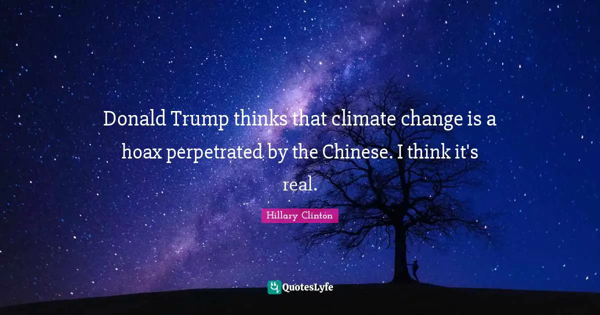 Donald Trump thinks that climate change is a hoax perpetrated by the Chinese. I think it's real.
