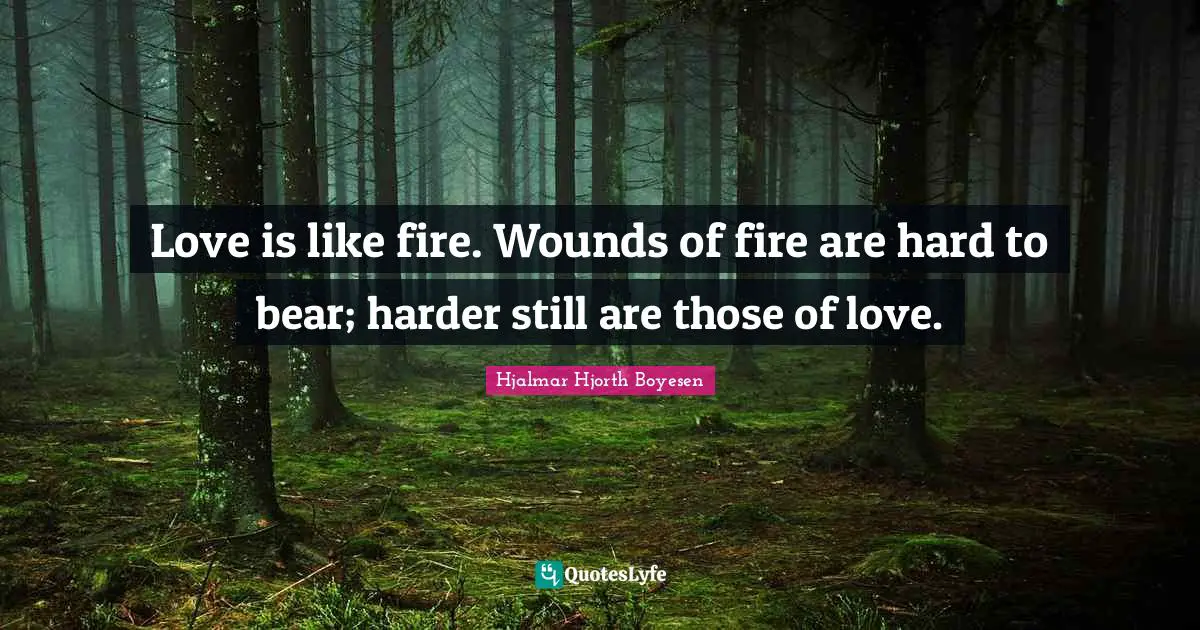 Love is like fire. Wounds of fire are hard to bear; harder still are those of love.