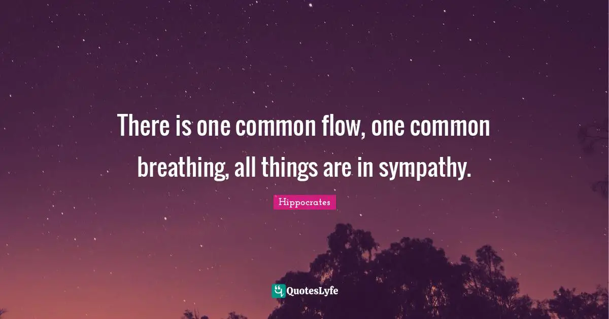 There is one common flow, one common breathing, all things are in sympathy.