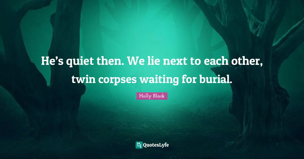 He’s quiet then. We lie next to each other, twin corpses waiting for burial.