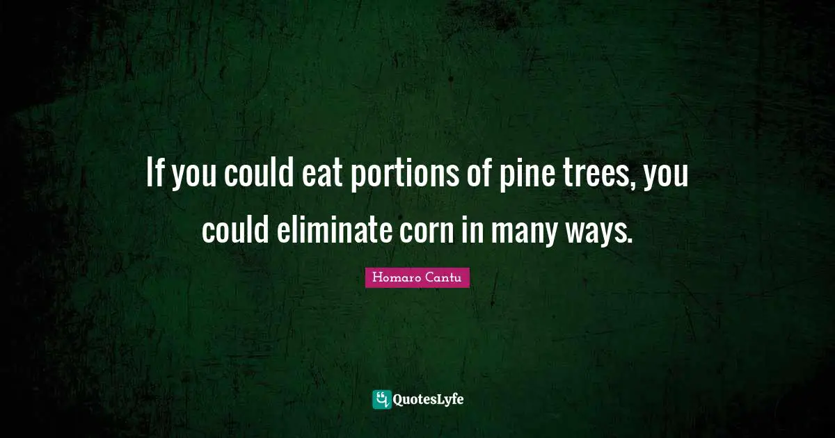 If you could eat portions of pine trees, you could eliminate corn in many ways.