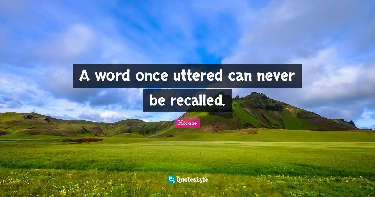 A word once uttered can never be recalled.
