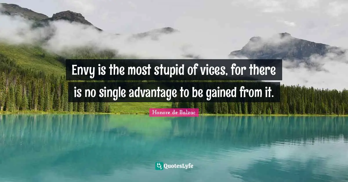 Envy is the most stupid of vices, for there is no single advantage to be gained from it.