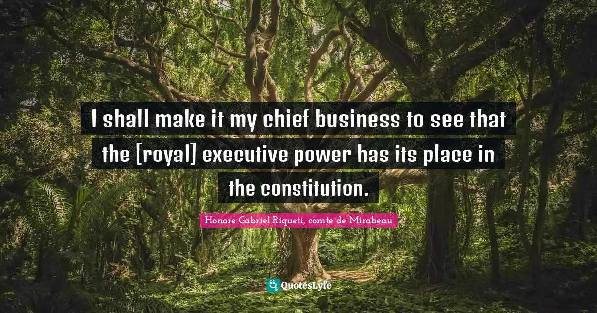 I shall make it my chief business to see that the [royal] executive power has its place in the constitution.