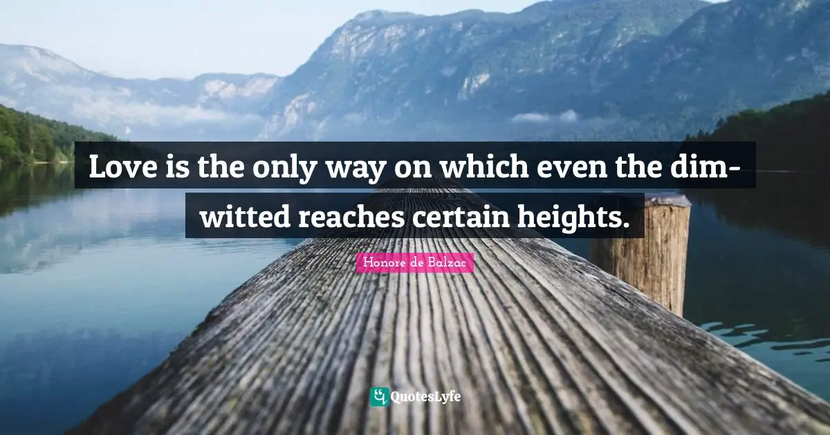 Love is the only way on which even the dim-witted reaches certain heights.