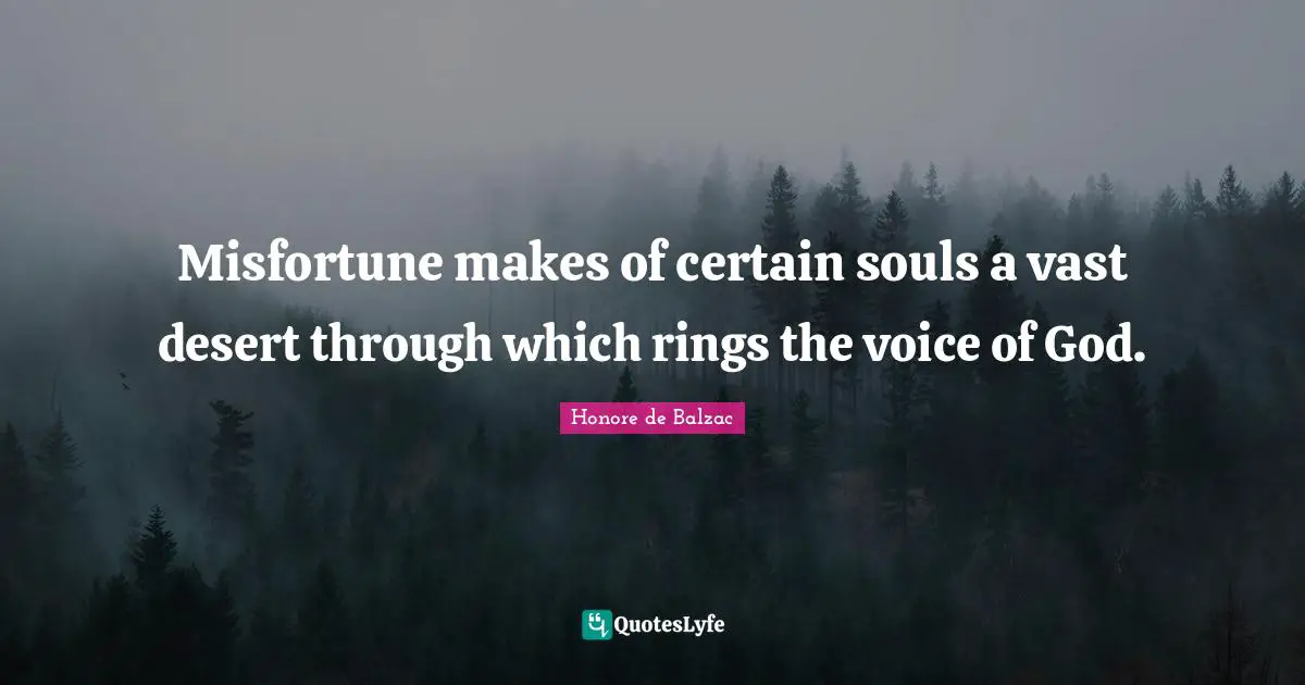 Misfortune makes of certain souls a vast desert through which rings the voice of God.