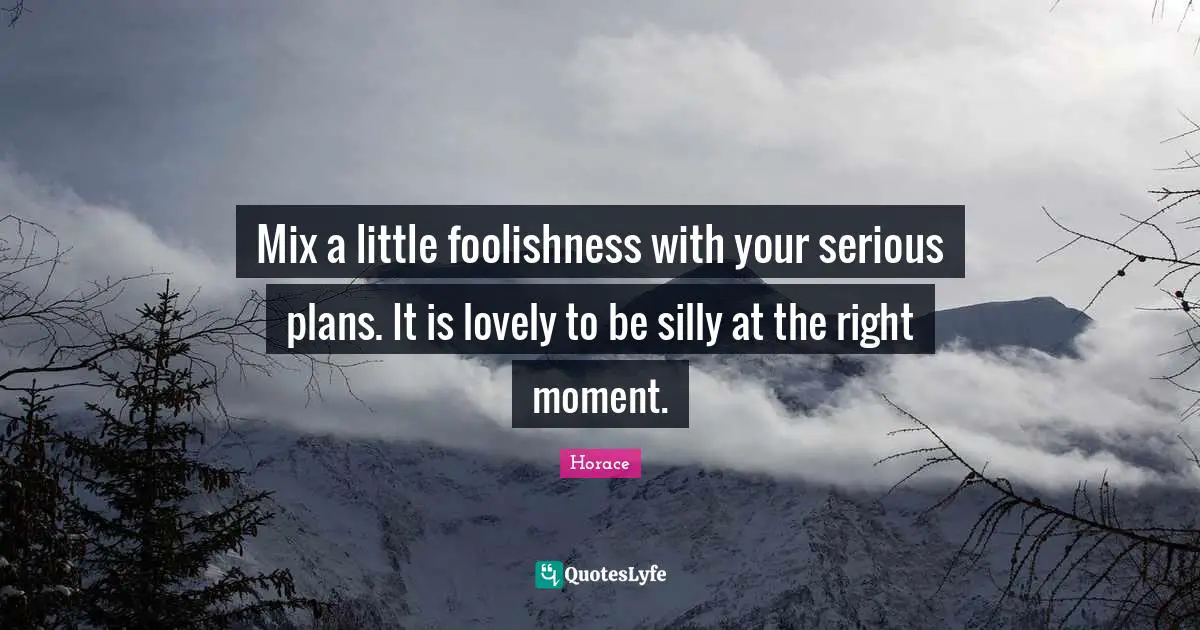 Be In The Moment Quotes: "Mix a little foolishness with your serious plans. It is lovely to be silly at the right moment."