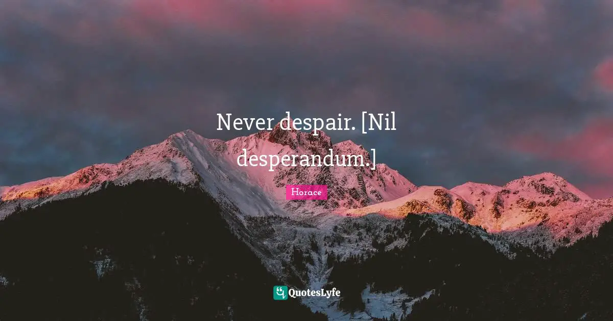 Never despair. [Nil desperandum.]