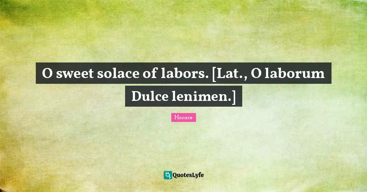 O sweet solace of labors. [Lat., O laborum Dulce lenimen.]