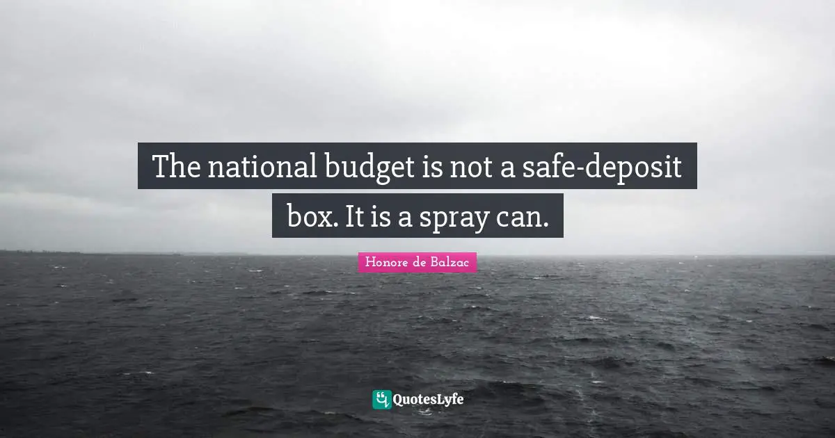 The national budget is not a safe-deposit box. It is a spray can.