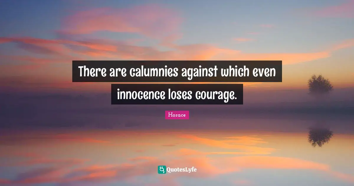 There are calumnies against which even innocence loses courage.