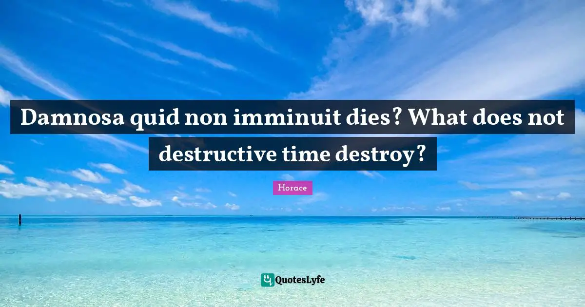Damnosa quid non imminuit dies? What does not destructive time destroy?