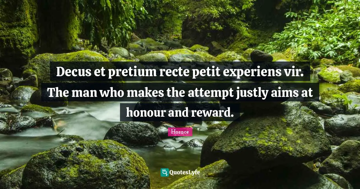 Decus et pretium recte petit experiens vir. The man who makes the attempt justly aims at honour and reward.