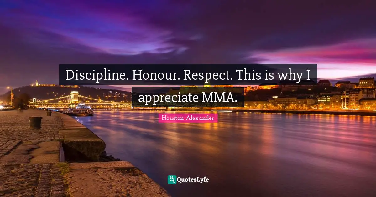 Discipline. Honour. Respect. This is why I appreciate MMA.