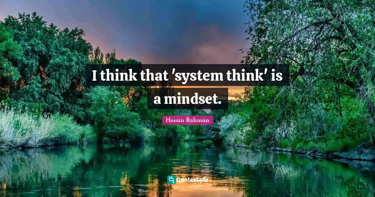 I think that 'system think' is a mindset.