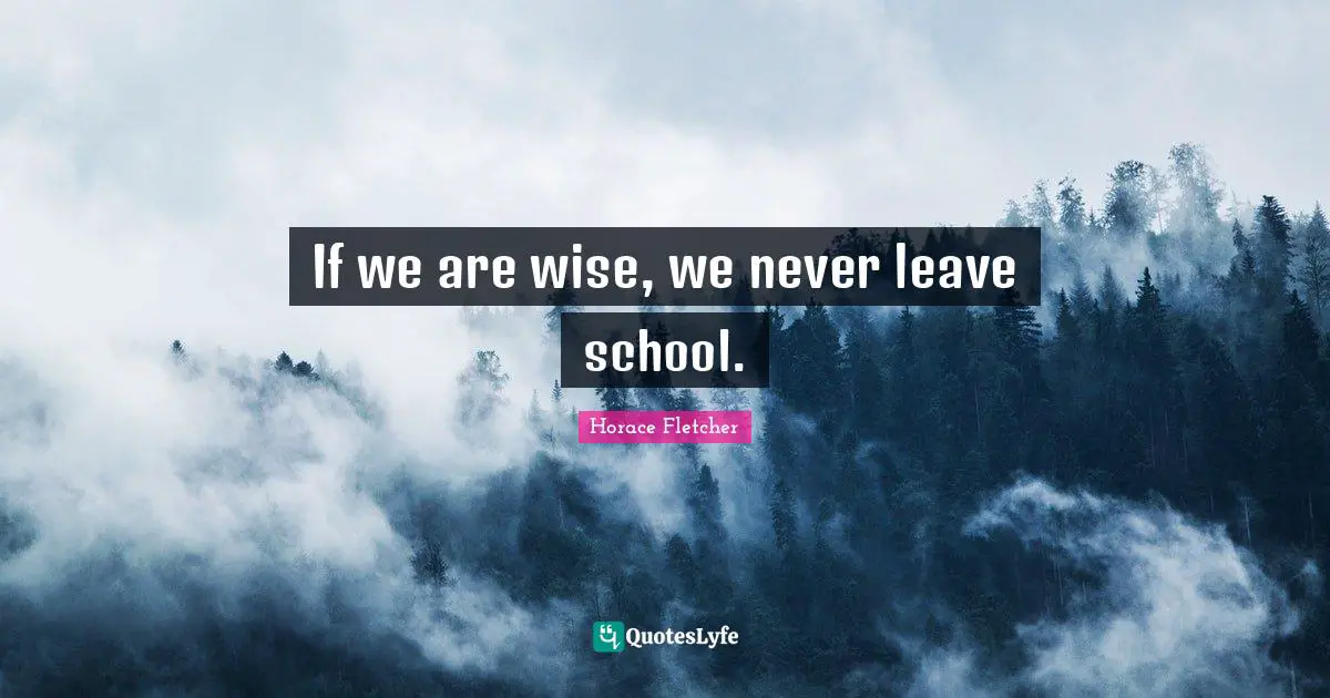 If we are wise, we never leave school.