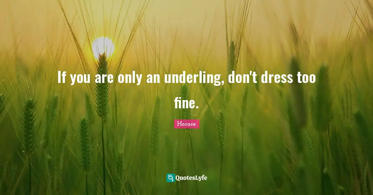 If you are only an underling, don't dress too fine.
