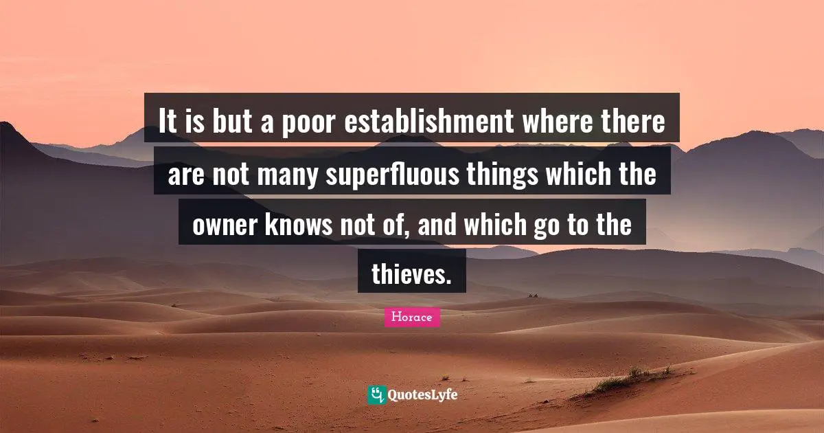It is but a poor establishment where there are not many superfluous things which the owner knows not of, and which go to the thieves.
