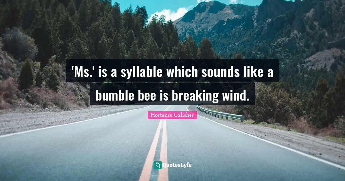 'Ms.' is a syllable which sounds like a bumble bee is breaking wind.