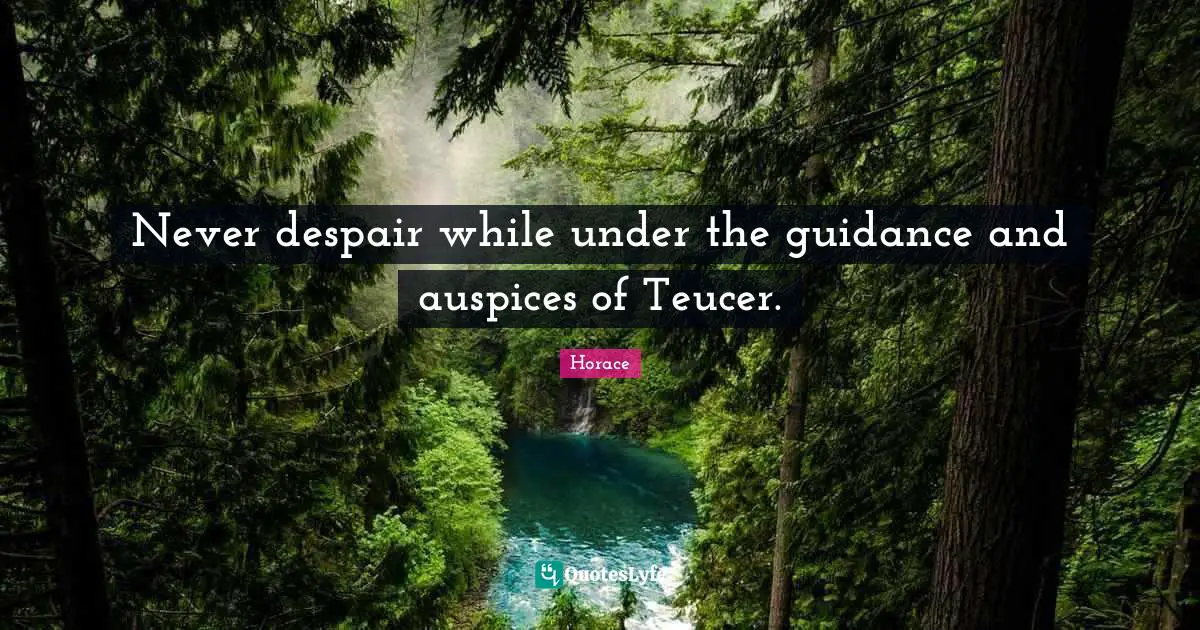 Never despair while under the guidance and auspices of Teucer.