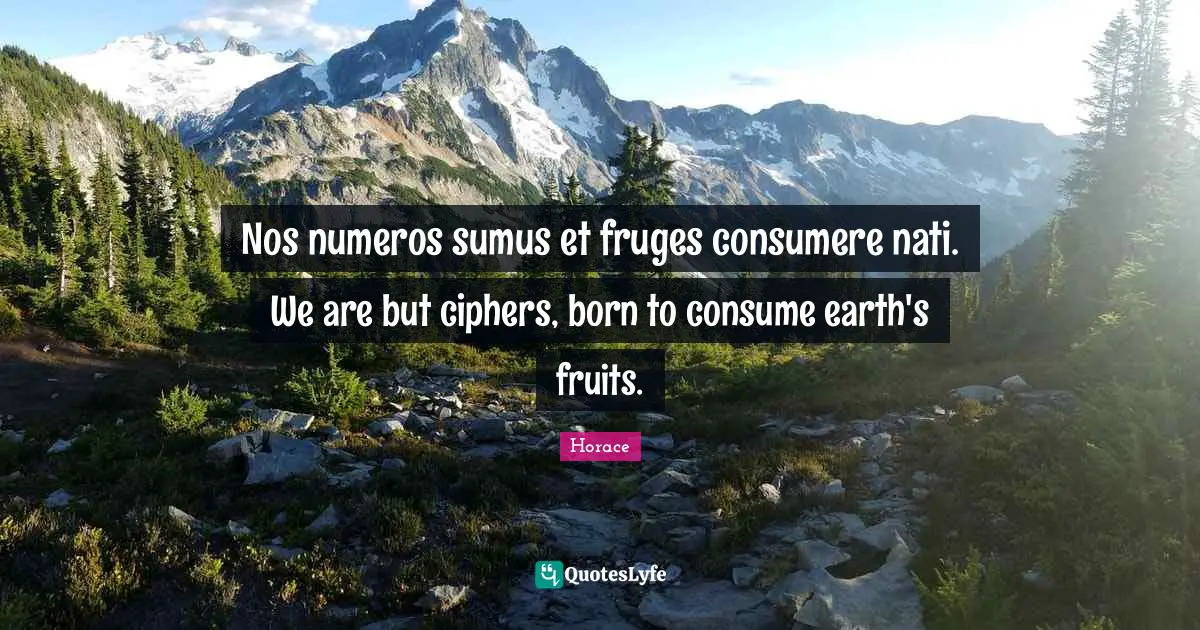Nos numeros sumus et fruges consumere nati. We are but ciphers, born to consume earth's fruits.