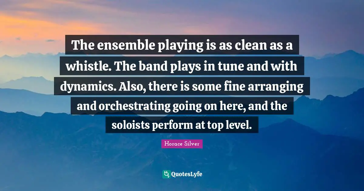 The ensemble playing is as clean as a whistle. The band plays in tune and with dynamics. Also, there is some fine arranging and orchestrating going on here, and the soloists perform at top level.
