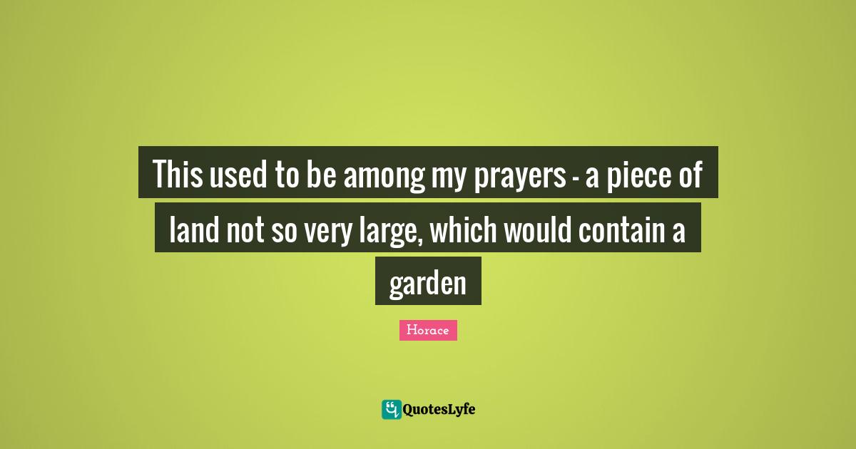 This used to be among my prayers - a piece of land not so very large, which would contain a garden