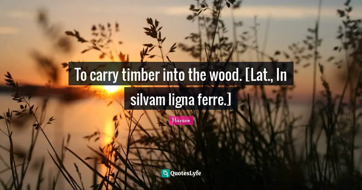 To carry timber into the wood. [Lat., In silvam ligna ferre.]