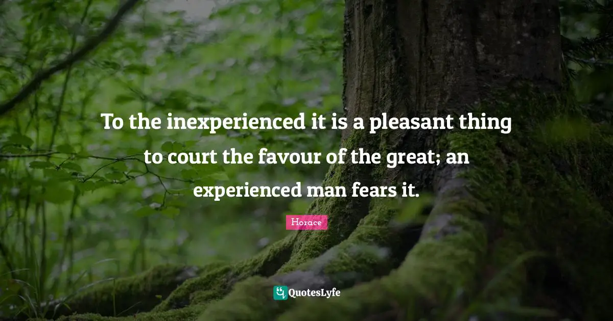 To the inexperienced it is a pleasant thing to court the favour of the great; an experienced man fears it.