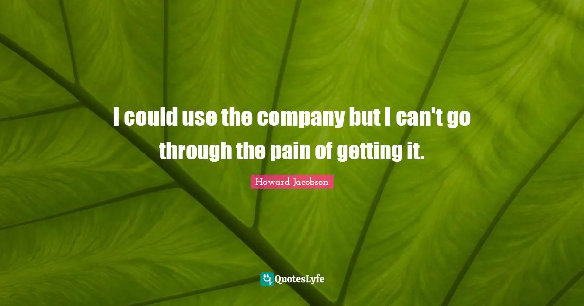 I could use the company but I can't go through the pain of getting it.
