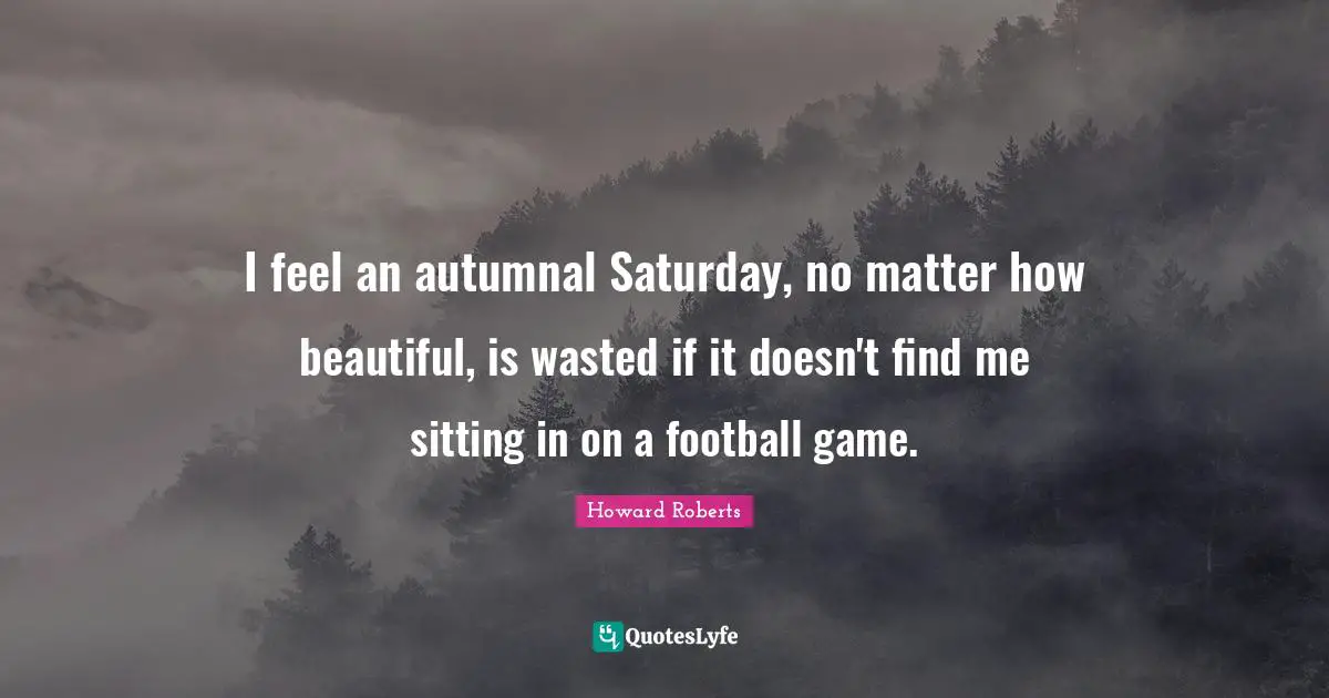 I feel an autumnal Saturday, no matter how beautiful, is wasted if it doesn't find me sitting in on a football game.