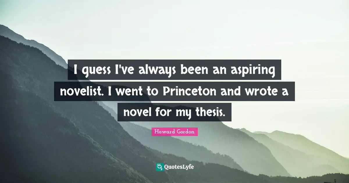 I guess I've always been an aspiring novelist. I went to Princeton and wrote a novel for my thesis.
