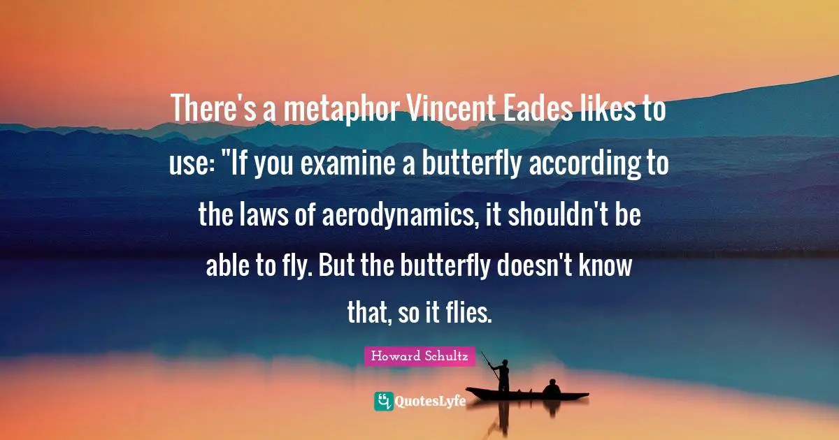 There's a metaphor Vincent Eades likes to use: "If you examine a butterfly according to the laws of aerodynamics, it shouldn't be able to fly. But the butterfly doesn't know that, so it flies.