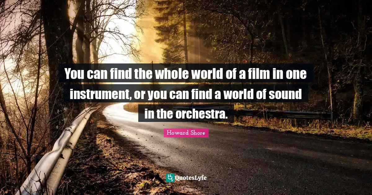 You can find the whole world of a film in one instrument, or you can find a world of sound in the orchestra.