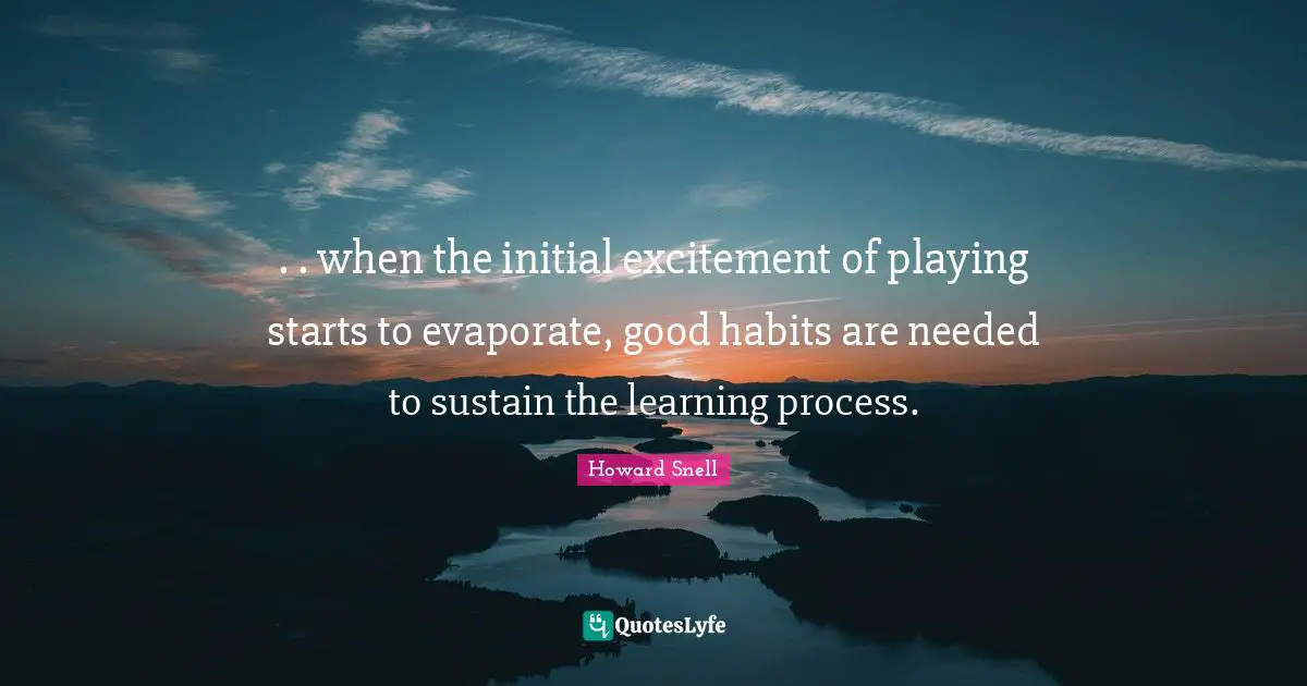 Learning Process Quotes: ". . when the initial excitement of playing starts to evaporate, good habits are needed to sustain the learning process."