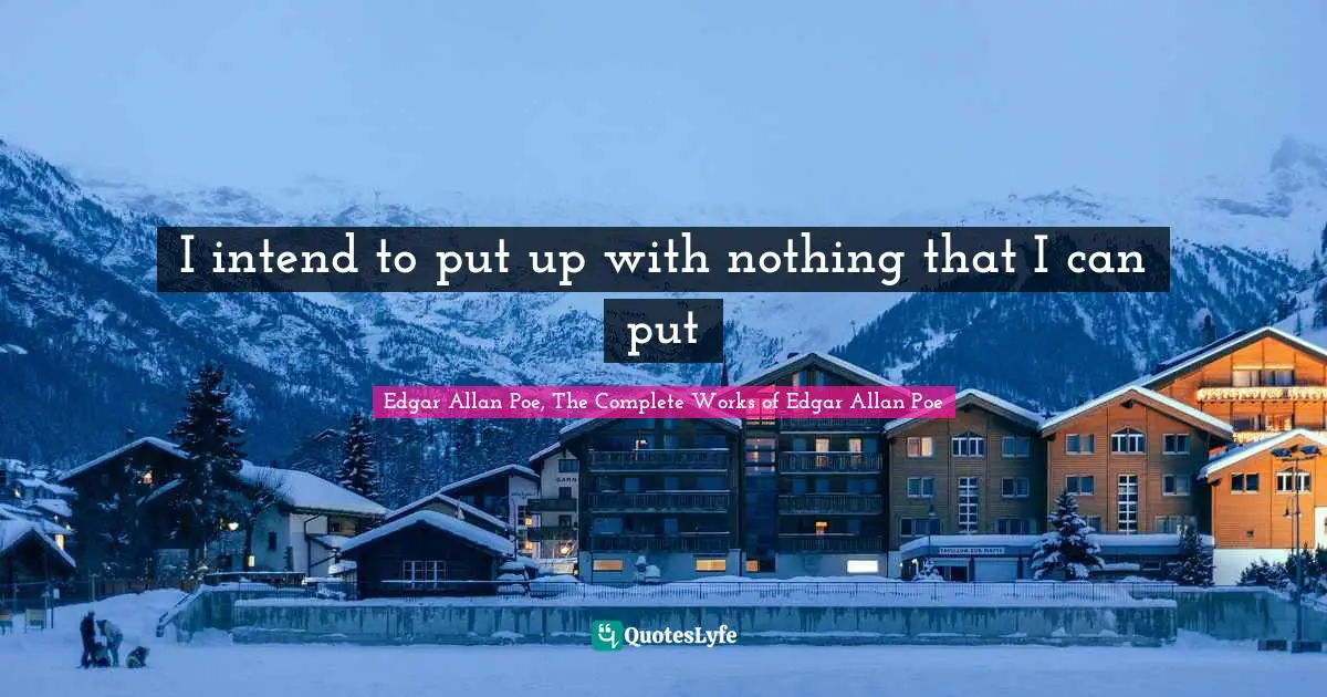 I intend to put up with nothing that I can put