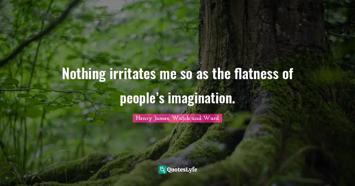 Nothing irritates me so as the flatness of people’s imagination.