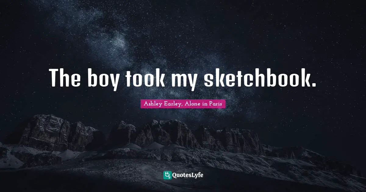 Ashley Earley, Alone in Paris Quotes: The boy took my sketchbook.