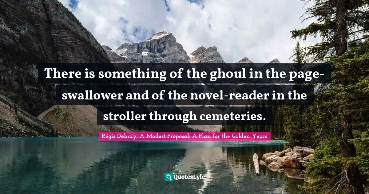 There is something of the ghoul in the page-swallower and of the novel-reader in the stroller through cemeteries.
