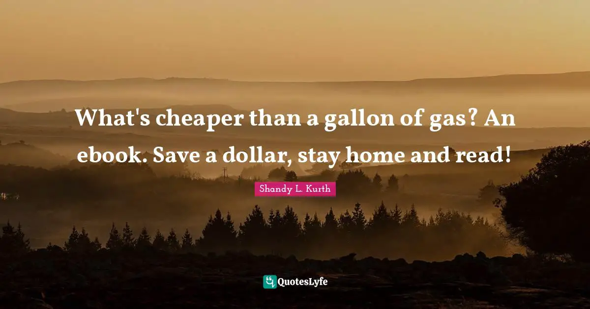 What's cheaper than a gallon of gas? An ebook. Save a dollar, stay home and read!