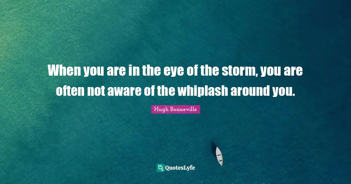 When you are in the eye of the storm, you are often not aware of the whiplash around you.