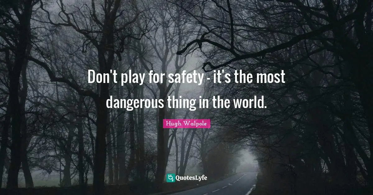 Don't play for safety - it's the most dangerous thing in the world.