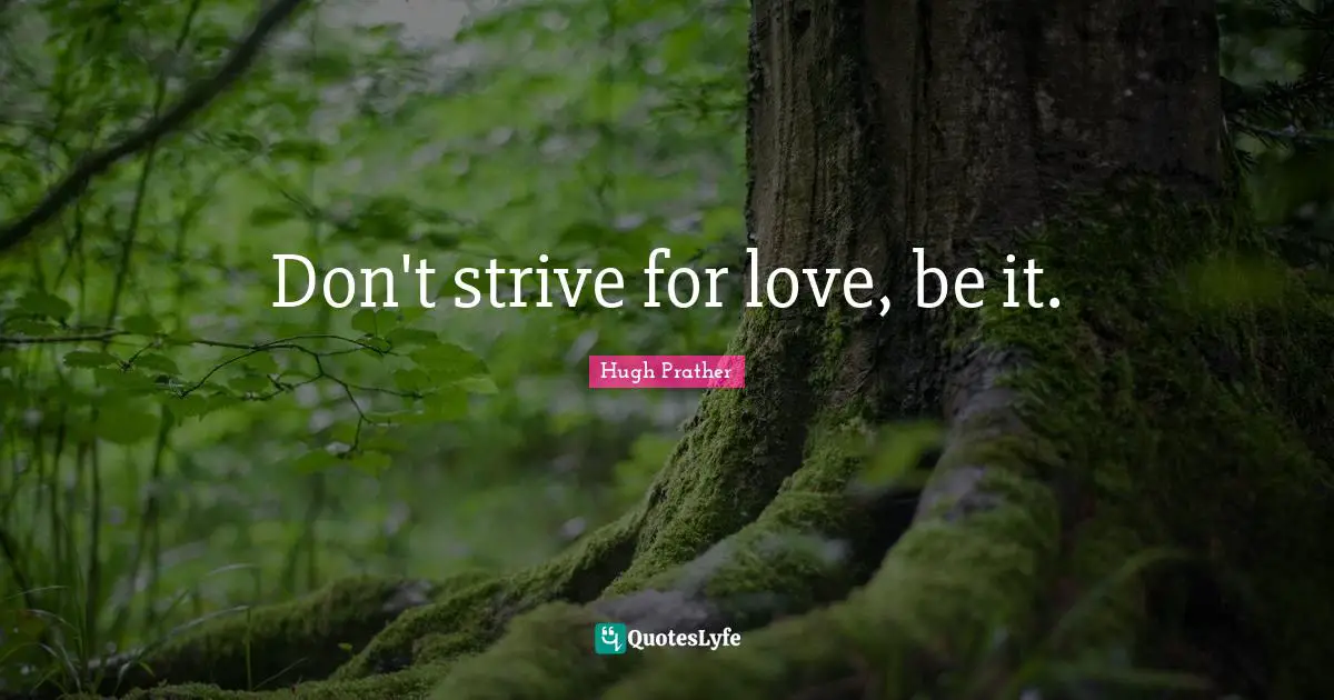 Don't strive for love, be it.