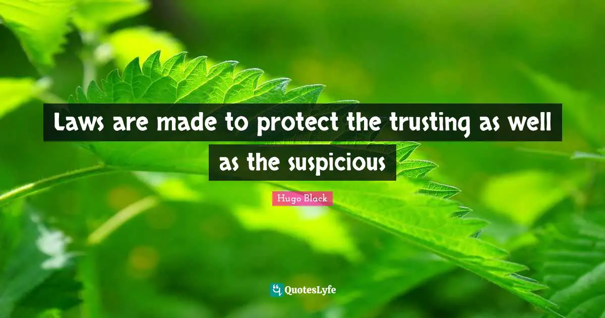 Laws are made to protect the trusting as well as the suspicious