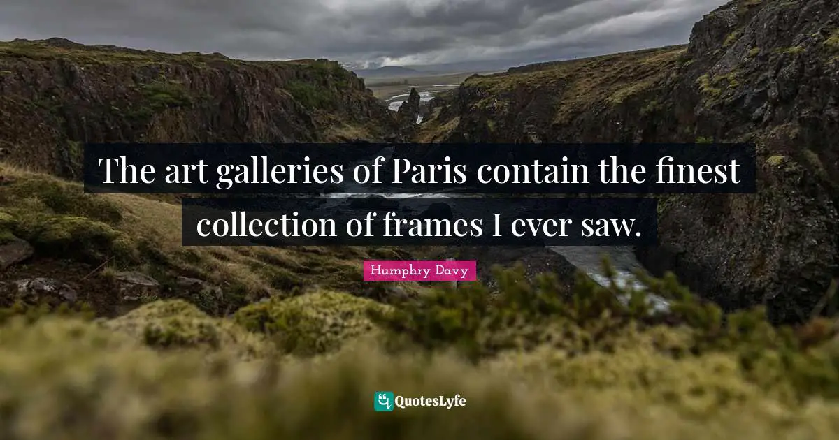 The art galleries of Paris contain the finest collection of frames I ever saw.